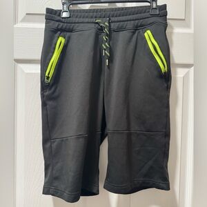 South Pole Black Athletic Shorts with Neon Lime Zippers